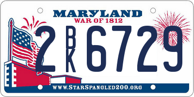 MD license plate 2BK6729
