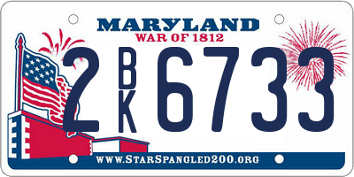 MD license plate 2BK6733