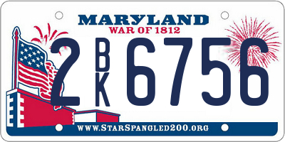 MD license plate 2BK6756