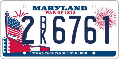 MD license plate 2BK6761