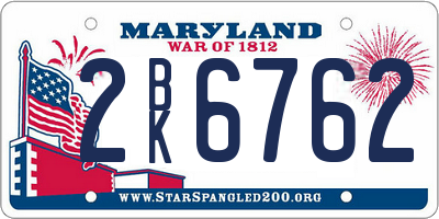 MD license plate 2BK6762
