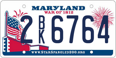 MD license plate 2BK6764