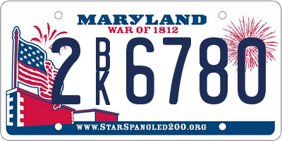 MD license plate 2BK6780