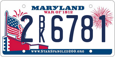 MD license plate 2BK6781