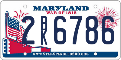 MD license plate 2BK6786