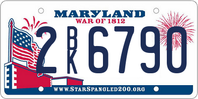 MD license plate 2BK6790