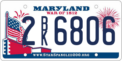 MD license plate 2BK6806