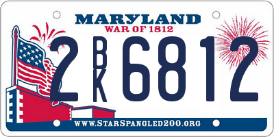 MD license plate 2BK6812