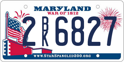 MD license plate 2BK6827