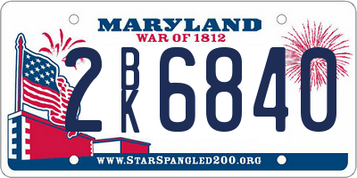 MD license plate 2BK6840