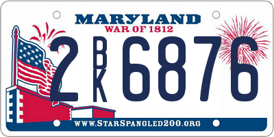 MD license plate 2BK6876