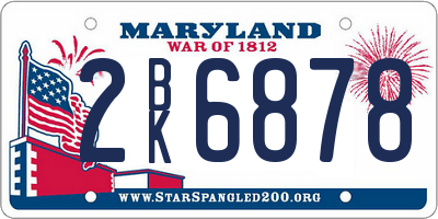 MD license plate 2BK6878