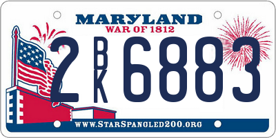 MD license plate 2BK6883