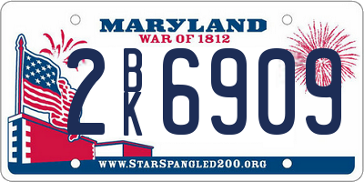 MD license plate 2BK6909