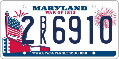 MD license plate 2BK6910