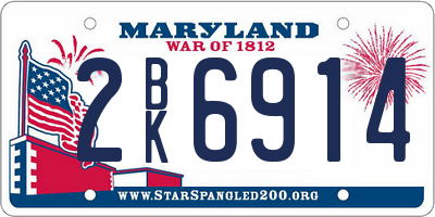 MD license plate 2BK6914