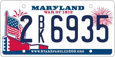 MD license plate 2BK6935