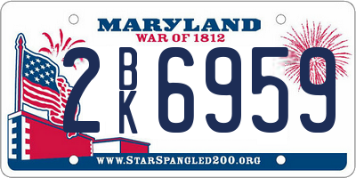 MD license plate 2BK6959