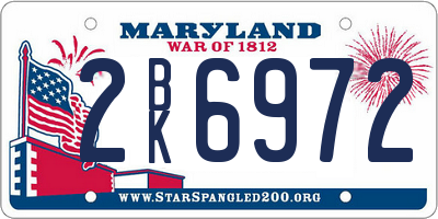 MD license plate 2BK6972