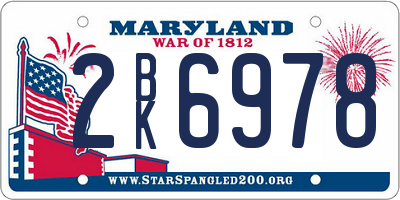 MD license plate 2BK6978
