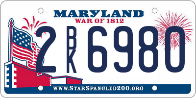 MD license plate 2BK6980
