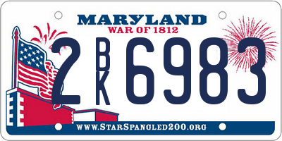 MD license plate 2BK6983