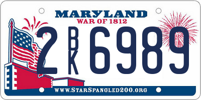 MD license plate 2BK6989