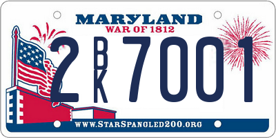 MD license plate 2BK7001