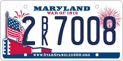 MD license plate 2BK7008