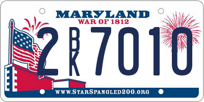 MD license plate 2BK7010