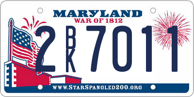 MD license plate 2BK7011