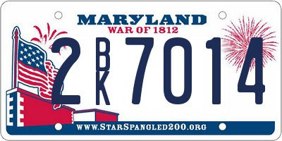 MD license plate 2BK7014