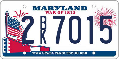 MD license plate 2BK7015