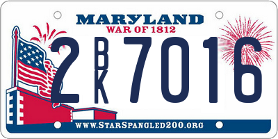 MD license plate 2BK7016