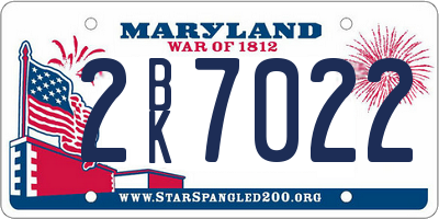 MD license plate 2BK7022