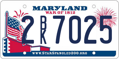 MD license plate 2BK7025