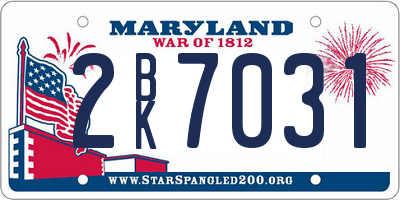 MD license plate 2BK7031