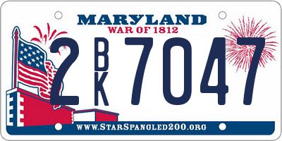 MD license plate 2BK7047