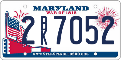 MD license plate 2BK7052