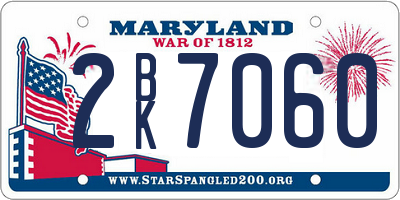 MD license plate 2BK7060