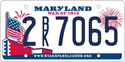 MD license plate 2BK7065