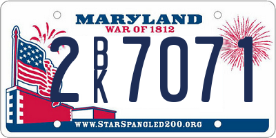 MD license plate 2BK7071