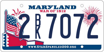 MD license plate 2BK7072
