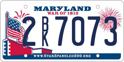 MD license plate 2BK7073