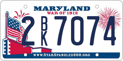 MD license plate 2BK7074