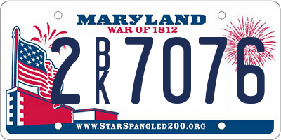 MD license plate 2BK7076