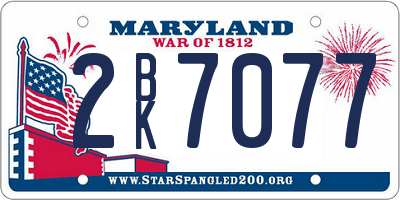 MD license plate 2BK7077
