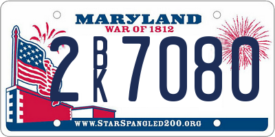 MD license plate 2BK7080