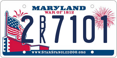 MD license plate 2BK7101