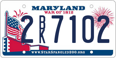 MD license plate 2BK7102